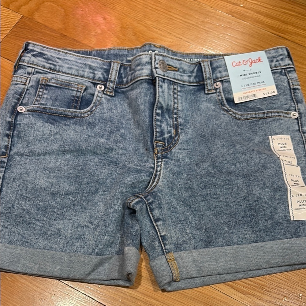 Cat & Jack Light Blue Denim Midi Shorts